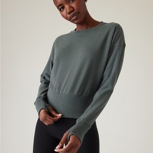 Athleta Retroterry Crewneck Sweatshirt XS Bali Green